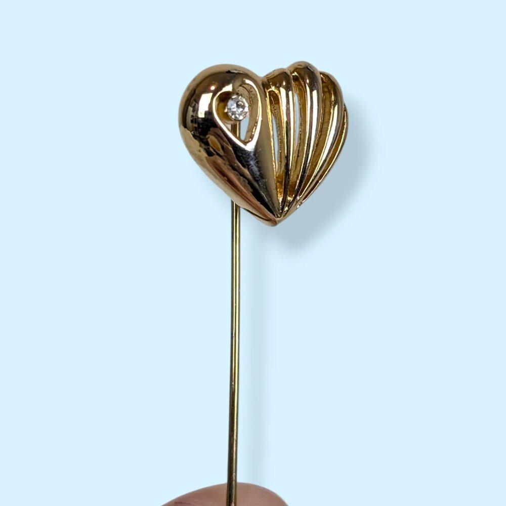 V. Christian Dior Puffy Heart Crystal Stick Pin